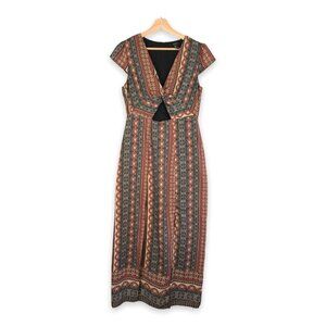 Forever 21 Floral Front Tie Boho Maxi Dress  Size Large